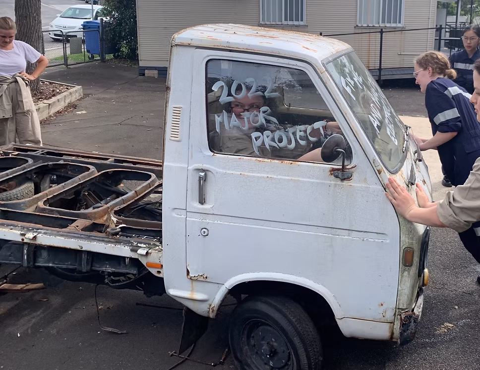 School project turns a vintage ute into a solar-powered electric vehicle